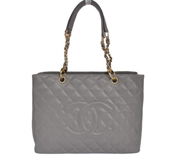 Best Chanel Classic Bag Shopper Tote Handbags 20995 Grey Gold On Sale